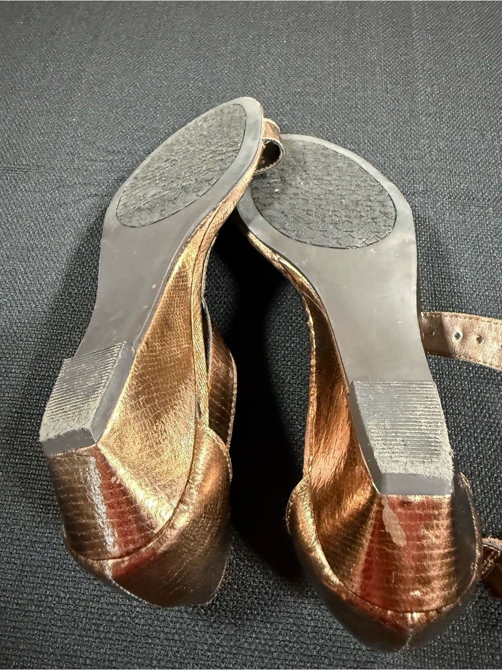 Karen Scott Bronze Jeweled T-Strap Heels‎ - Picture 6 of 8